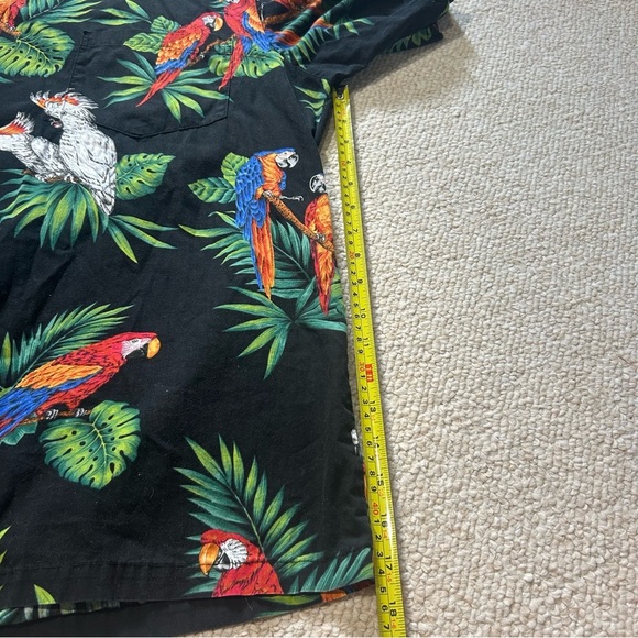 Pacific Legend Hawaiian 2XL Black Colorful Bird Parrots Tropical Luau Cotton - Picture 6 of 9
